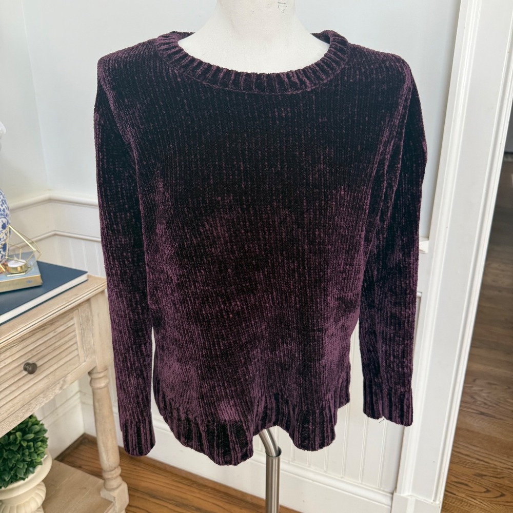 ORVIS Classic Collection Women's Plum Velvet Chenille Cozy Long Sleeve Sweater S